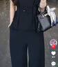 歌莉婭（GOELIA）【四面彈】歌莉婭高級松弛感穿搭套裝女夏2025超火黑色ootd三件套 00B黑色 M 曬單實(shí)拍圖
