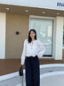 H's白色襯衫女25年夏新款高級設(shè)計開襟流蘇系帶寬松落肩襯衣上衣 本白 S 曬單實拍圖