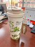 天喜（TIANXI）保溫咖啡杯女鈴蘭花茶杯吸管茶水分離杯翻蓋水杯禮物便攜車(chē)載杯子 白玫瑰【升級陶瓷款】 520ml 曬單實(shí)拍圖