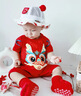G. DUCKKIDS純棉連體衣滿月嬰兒衣服夏季男寶寶包屁衣周歲百天拍照服裝中國風(fēng) 紅色純棉短袖龍 120克 90cm 曬單實(shí)拍圖