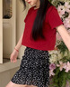 皓娥黑色碎花短裙女夏季2025新款半身裙女高腰顯瘦百褶裙褲穿a字裙 碎花半身裙【黑色M】 曬單實(shí)拍圖