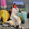 Ebonka品牌羊皮版方頭芭蕾舞鞋女外穿交叉豬鼻子淺口復(fù)古平底粗跟單鞋子 卡其色(粗跟) 37 曬單實(shí)拍圖