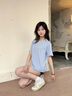 回力藍(lán)色t恤女短袖2025新款夏季正肩顯瘦超好看上衣運(yùn)動(dòng)寬松純棉半袖 曬單實(shí)拍圖