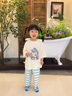 G.DUCKKIDS小黃鴨童裝兒童睡衣女童夏季薄款家居服套裝女孩透氣莫爾代空調服 米白色 100 建議2~3歲【 90-100cm】 曬單實(shí)拍圖