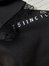 飾句2025春夏季正肩V領(lǐng)蕾絲拼接短袖t恤女小眾韓版顯瘦打底衫內(nèi)搭上衣 黑色（一行小字母款） S 建議80-95斤 曬單實拍圖