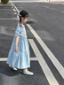 G.DUCKKIDS小黃鴨女童連衣裙夏裝2025新款洋氣童裝小女孩公主裙兒童夏季裙子 淺藍(lán)色 140 (建議125-135cm 7-8周歲） 曬單實(shí)拍圖