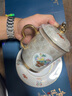 純銀掐絲琺瑯彩泡茶杯高檔陶瓷個人杯帶蓋大容量描金辦公杯禮盒裝 福壽滿園銀掐絲辦公杯四件套-白 345mL 曬單實(shí)拍圖