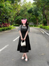 MsShe【條紋拼接假兩件連衣裙】大碼女裝2025夏裝胖mm顯瘦長(zhǎng)裙子 黑色現(xiàn)貨 2XL 曬單實(shí)拍圖