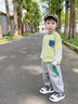 史努比（SNOOPY）男童褲子兒童衛(wèi)褲中小童休閑長褲寶寶時(shí)尚束腳口褲童年童趣淺花灰 曬單實(shí)拍圖