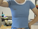 GAP女裝2025春季新款刺繡logo撞色圓領(lǐng)修身短袖T恤上衣美版727444 藍色 XXS 美碼  S亞洲碼160/80A 曬單實(shí)拍圖
