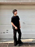 POUM夏季vibe綁帶微喇牛仔褲男cleanfit美式高街寬松褲子休閑工裝長(zhǎng)褲 黑色 XL 【125-140斤】 曬單實(shí)拍圖