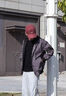 WHIM NASA男士假兩件連帽皮衣外套男春秋季新款夾克寬松男生工裝青少年休閑 黑色 XL 曬單實(shí)拍圖