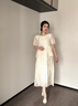 愛(ài)莉安娜2025孕婦裝夏季裙子新款假兩件中長(cháng)款連衣裙高級感 白色 L 曬單實(shí)拍圖