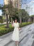 香影度假風波西米亞白色連衣裙女2025夏裝新款含亞麻收腰v領裙子 米白 S 155/80A/85-95斤 曬單實拍圖