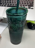 星巴克（Starbucks）墨綠色女神款玻璃杯550ml吸管杯辦公室復(fù)古冷水杯七夕禮物 曬單實拍圖