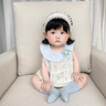 班喜迪嬰兒衣服夏季薄款嬰幼兒連體衣寶寶公主包屁衣夏裝無袖哈衣外出服 藍色 73cm 曬單實拍圖