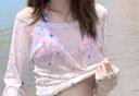 九寸陽(yáng)光多巴胺純欲星星防曬罩衫女夏季海邊度假甜辣妹比基尼泳衣三件套 罩衫+粉色比基尼；均碼 曬單實(shí)拍圖