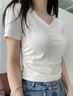 哈魯?shù)霞兠薅炭钫缍绦鋞恤女2025年新款夏季修身時(shí)尚顯瘦高腰辣妹上衣 白色 M 【75-95斤】 曬單實(shí)拍圖