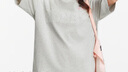 森馬（Semir）短袖T恤女中長(zhǎng)款V領(lǐng)蕾絲繡花2025夏新款oversize純棉上衣氣質(zhì) 淺花灰00235 XS 曬單實(shí)拍圖