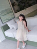 G.DUCKKIDS小黃鴨童裝女童裙子夏季洋氣兒童公主裙女寶寶夏款大花仙子連衣裙 人魚裙子送頭紗 100 (建議90cm 3-4歲左右)cm 曬單實(shí)拍圖
