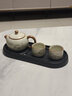 瓷牌茗茶具一壺二杯小套家用一人飲茶具套裝便攜式單人隨身陶瓷泡茶裝備 米黃汝窯富竹西施壺一壺二杯+盤(pán) 曬單實(shí)拍圖