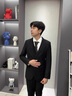 皮爾卡丹（pierre cardin）男士西服套裝商務(wù)正裝新郎結(jié)婚禮服感職業(yè)修身西裝 藏青西服+褲子+馬甲 XL 175 120-135斤 曬單實(shí)拍圖