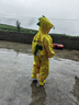 牧萌兒童雨衣分體套裝男女童幼兒園防水雨褲寶寶雨披 黃恐龍?zhí)籽b M 曬單實(shí)拍圖