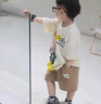 G.DUCKKIDS小黃鴨童裝男女童夏裝套裝春秋夏季兒童衣服中小童卡通小熊兩件套 小熊-米色 100 建議2~3歲【 90-100cm】 曬單實(shí)拍圖