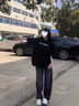 魯雅爾潮流漸變牛仔褲男夏季美式bomber彎刀微喇褲潮牌痞帥復(fù)古vibe褲子 黑色 XL 曬單實拍圖