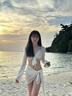 樂淇萊2025新款比基尼泳衣女感白色性感分體顯瘦沙灘度假純欲泳衣 米白色四件套 均碼 80-120斤 曬單實(shí)拍圖