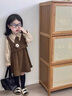 G.DUCKKIDS學(xué)院風(fēng)女童連衣裙春秋2025新款洋氣女寶春裝潮搭兒童裙子春季童裝 咖色 90 cm 曬單實拍圖