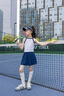 moonkids女童夏季運動背心2025新款兒童夏天吊帶涼感速干衣小女孩戶外衣服 19136白色吊帶+6118藏青色短裙 150 /160 【推薦身高145-165cm】 曬單實拍圖