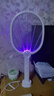 超威電蚊拍基孔肯雅熱家用充電式滅蚊拍紫光誘蚊滅蚊燈帶底座燈拍兩用 曬單實(shí)拍圖