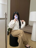 茵曼幸運(yùn)如意通勤府綢襯衫2025秋季女裝新款法式簡(jiǎn)約寬松長(zhǎng)袖襯衣 珍珠白 （領(lǐng)口有紐扣） M 曬單實(shí)拍圖