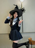 皓娥 學(xué)院風(fēng)甜美蝴蝶結(jié)假兩件收腰連衣裙女2025小香風(fēng)百褶短裙顯瘦 【藏藍(lán)色】含腰帶領(lǐng)結(jié) S 建議80-95斤 曬單實拍圖