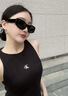 Calvin KleinJeans25早秋新款女士性感露腰c(diǎn)k修身顯瘦背心針織連衣裙47C294G UB1-太空黑 XS 曬單實(shí)拍圖