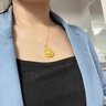 奢名紀黃金999足金古法八瑞吉祥八寶羅盤金包銀吊墜男女款項鏈福字禮物 包金3克 八寶羅盤福字吊墜 曬單實拍圖