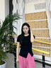 山朵棉圓領(lǐng)短袖t恤女夏開(kāi)叉不規(guī)則設(shè)計(jì)感別致修身純棉白色正肩半袖上衣 黑色 L 曬單實(shí)拍圖
