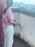 衣典零一（LEDIALYI）時尚減齡氣質(zhì)高級感棉麻兩件套裝女2025夏季女裝新款休閑九分褲子 粉色+杏色 M （建議95-112斤） 曬單實拍圖