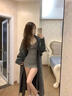 栢啟歆打底蕾絲邊吊帶包臀裙女夏季緊身性感純欲小媽絕美低領(lǐng)內(nèi)搭連衣裙 灰色【甄選吊帶-高品質(zhì)】 L （95-115斤） 曬單實(shí)拍圖