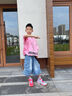 魅樂凱兒童街舞套裝男女童嘻哈潮服表演服牛仔中褲少兒hiphop爵士演出服 粉衣+牛仔中褲+方巾 140 （尺碼寬松） 曬單實(shí)拍圖