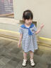 歐姆熊女童連衣裙夏季2025新款洋氣時髦寶寶兒童夏裝休閑衣服小公主裙子 海軍藍(lán) 110 CM 曬單實拍圖