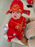 DUTRIEUX周歲禮服男寶寶女抓周衣服嬰兒夏季滿月百天生日宴連體衣唐裝 標準長袖套裝【狀元帽+福襪】 66 【12-14斤】百天穿 曬單實拍圖