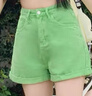 辣妹多巴胺短褲女夏季外穿2025新款透氣寬松高腰牛仔褲女糖果色 蘋果綠 S (建議體重80-95斤) 曬單實拍圖