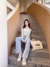 LPOX牛仔褲女2025年夏季超薄款休閑百搭加長垂感窄版直筒闊腿褲子 高質量淺藍九分 M 建議【95斤-105斤】 曬單實拍圖