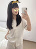 莫貝海（mobeihai）冰絲睡衣女夏季三件套裝短袖長(cháng)褲2025新款春可外穿大碼熊貓家居服 22040熊貓香檳三件套 M 80-90斤 曬單實(shí)拍圖