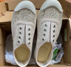 斯凱奇（Skechers）女平底鞋夏季季網(wǎng)面蕾絲透氣鞋子女士時(shí)尚低幫113821 乳白色/OFWT 36 曬單實(shí)拍圖