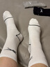 銳步（Reebok）25年夏季女生純色輕運(yùn)動(dòng)高筒襪青少年棉襪薄款透氣排汗舒適中筒襪 曬單實(shí)拍圖