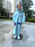 牧萌兒童雨衣男童女童防水全身雨披幼兒園小學(xué)生上學(xué)專(zhuān)用雨鞋套裝雨具 【按扣款】藍太空人兩件套（鞋碼備注） XL（建議身高110-120cm） 曬單實(shí)拍圖