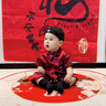 G. DUCKKIDS小黃鴨童裝寶寶周歲禮服嬰兒衣服夏季抓周百天滿月服中國(guó)風(fēng)外出服 紅色爬服 66cm 66 曬單實(shí)拍圖